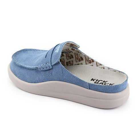 KickBack Frenchy Pale Blue Suede Womens Slip On Mules