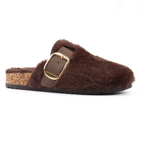 Lunar Rhianna Brown Womens Clog Style Mule Slippers
