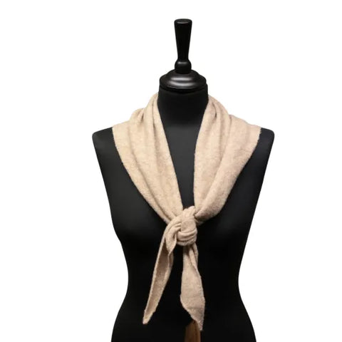Jess and Lou Oatmeal Midweight Cosy Knit Triangle Scarf