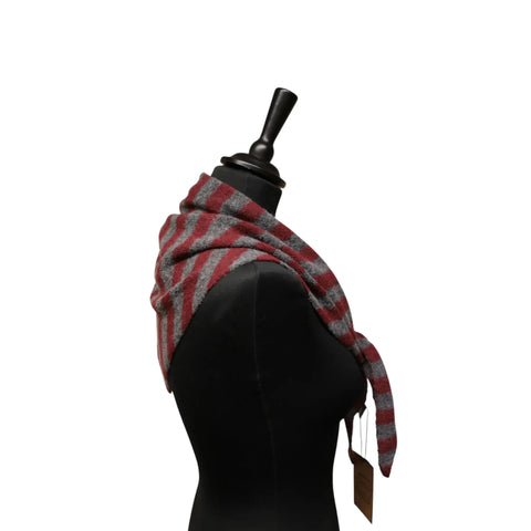 Jess and Lou Burgundy/Grey Midweight Cosy Knit Triangle Scarf