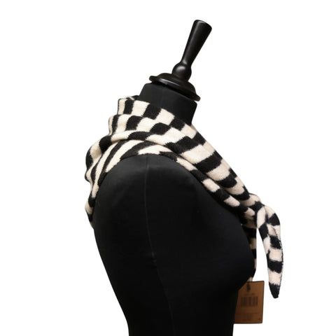 Jess and Lou Black/Cream Midweight Cosy Knit Triangle Scarf