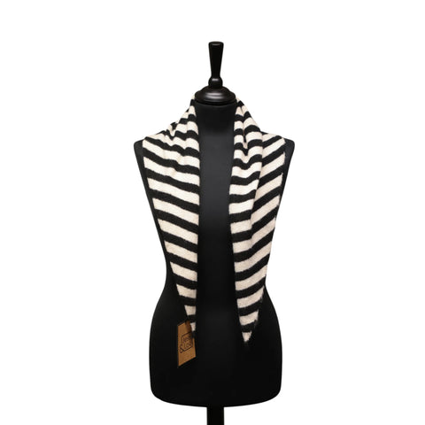 Jess and Lou Black/Cream Midweight Cosy Knit Triangle Scarf