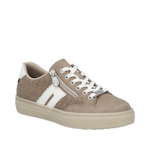 Rieker L5903-20 Camel Off White Womens Casual Comfort Lace Up Trainers