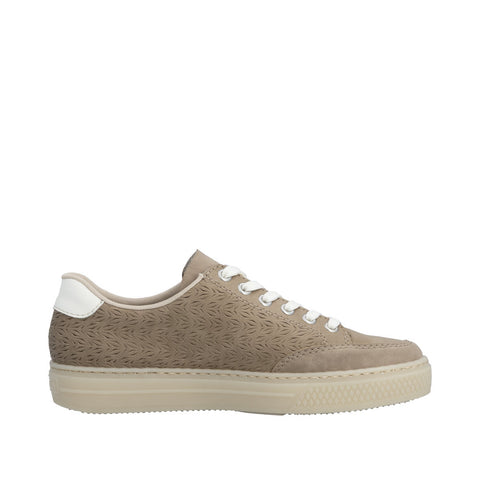 Rieker L5903-20 Camel Off White Womens Casual Comfort Lace Up Trainers