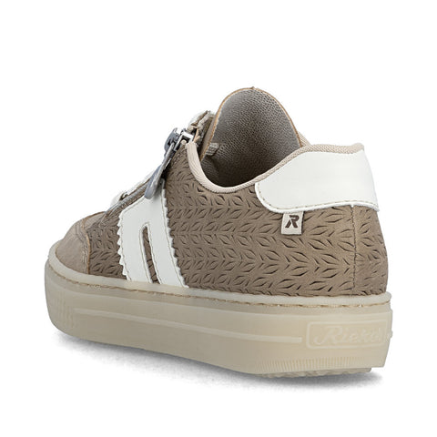 Rieker L5903-20 Camel Off White Womens Casual Comfort Lace Up Trainers