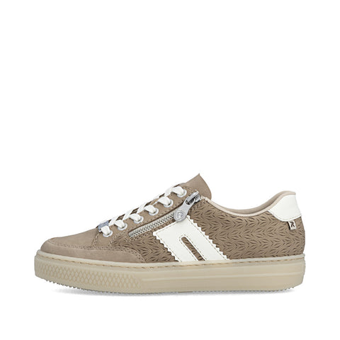 Rieker L5903-20 Camel Off White Womens Casual Comfort Lace Up Trainers