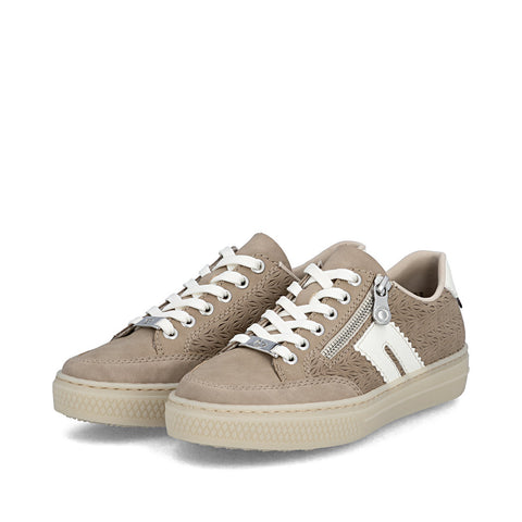 Rieker L5903-20 Camel Off White Womens Casual Comfort Lace Up Trainers