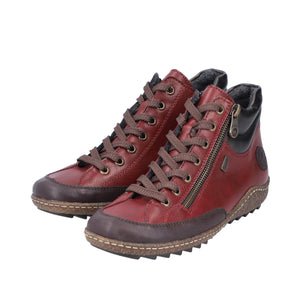 Rieker L7500-35 Wine Red Womens Casual Comfort Zip/Lace Up Ankle Boots