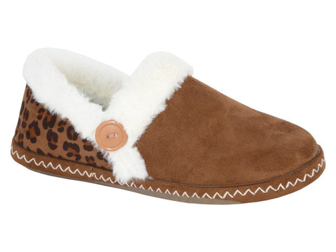 Sleepers LS200TS Rachel Dark Tan Womens Faux Suede Casual Comfort Slipper
