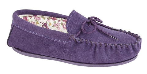 Mokkers LS339P Lily Purple Womens Suede Casual Comfort Moccasin Slippers