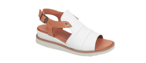 Modella Lyra White Womens Leather Wedge Sandals