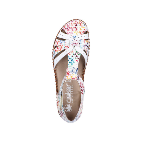 Rieker M1650-92 White Multi Womens Closed Toe Touch Fastening Sandals