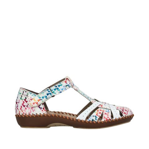 Rieker M1650-92 White Multi Womens Closed Toe Touch Fastening Sandals