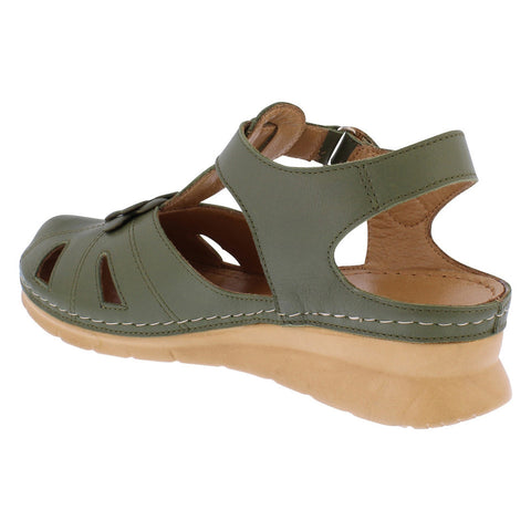 Adesso Meadow Olive Womens Leather Touch Fastening Sandals
