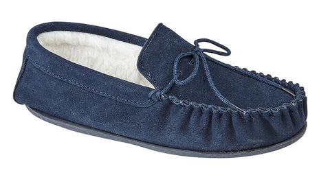Mokkers MS533NC Oliver Navy Mens Suede Casual Comfort Wool Mix Warm Lining Moccasin Slippers