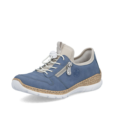 Rieker N42G0-14 Indigo Womens Casual Comfort Slip On Toggle Lace Shoes