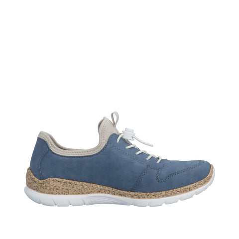 Rieker N42G0-14 Indigo Womens Casual Comfort Slip On Toggle Lace Shoes