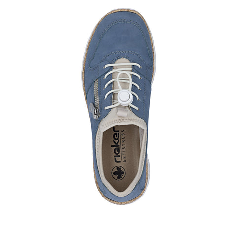 Rieker N42G0-14 Indigo Womens Casual Comfort Slip On Toggle Lace Shoes