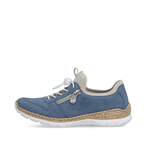 Rieker N42G0-14 Indigo Womens Casual Comfort Slip On Toggle Lace Shoes