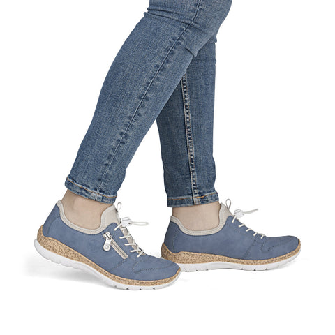 Rieker N42G0-14 Indigo Womens Casual Comfort Slip On Toggle Lace Shoes