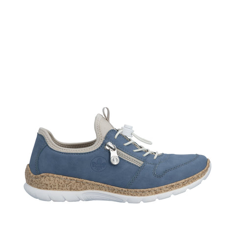 Rieker N42G0-14 Indigo Womens Casual Comfort Slip On Toggle Lace Shoes
