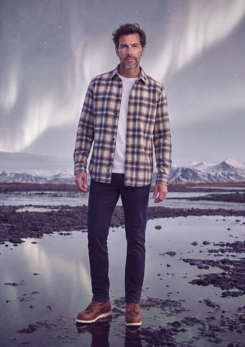 Mish Mash 2308 Lightening Mocha & Gardenia Mens L/S Shirt
