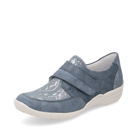 Remonte R7600-14 Light Blue/Silver Womens Casual Comfort Touch Fastening Wide Fitting Shoes