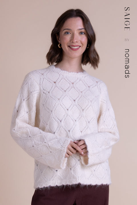 Saige Recycled Lace Knit Jumper RB7103ECR Ecru