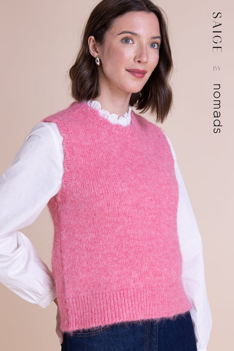 Saige Recycled Scallop Edge Knitted Vest RB7104PNK Pink