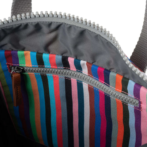 Roka Canfield B Medium Multi Stripe Recycled Canvas Roll-top Backpack