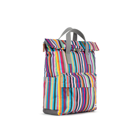 Roka Canfield B Medium Multi Stripe Recycled Canvas Roll-top Backpack