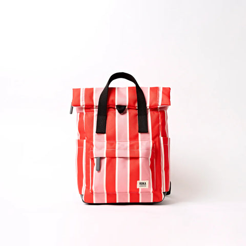 Roka Canfield B Small Seaside Stripe Recycled Canvas Roll-top Backpack