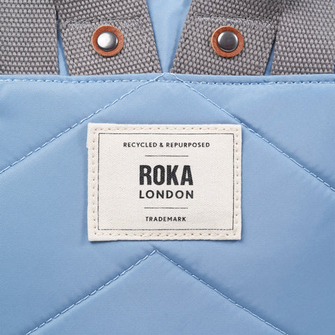 Roka Canfield B Small Retro Blue Recycled Nylon Roll-top Backpack