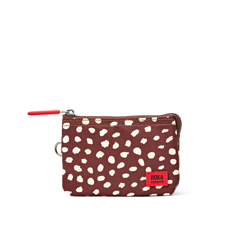 Roka Carnaby Small Brown Dot Canvas Wallet