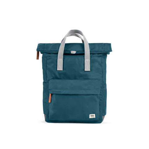 Roka Canfield B Medium Teal Recycled Nylon Roll-top Backpack