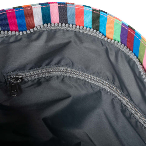 Roka Kennington B Medium Multi Stripe Recycled Canvas Cross Body Bag