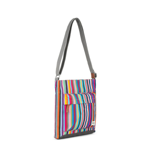 Roka Kennington B Medium Multi Stripe Recycled Canvas Cross Body Bag