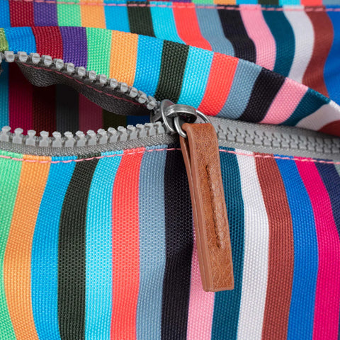 Roka Kennington B Medium Multi Stripe Recycled Canvas Cross Body Bag