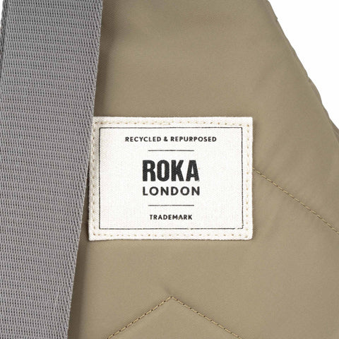 Roka Willesden B Large Taupe Recycled Canvas Cross Body Bag