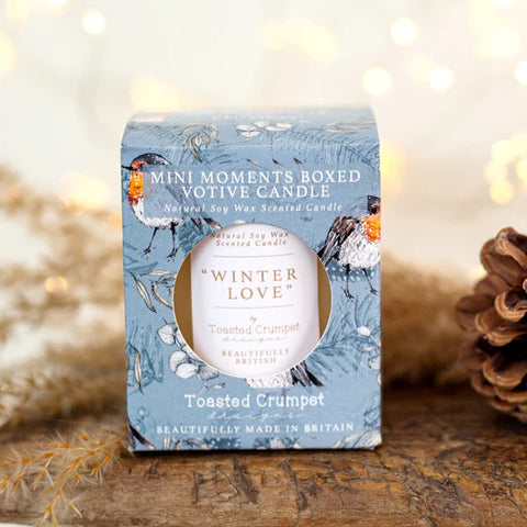 Toasted Crumpet Robin Mini Votive Boxed Candle