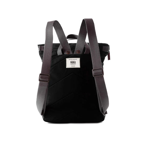 Roka Canfield B Medium Black Recycled Nylon Roll-top Backpack
