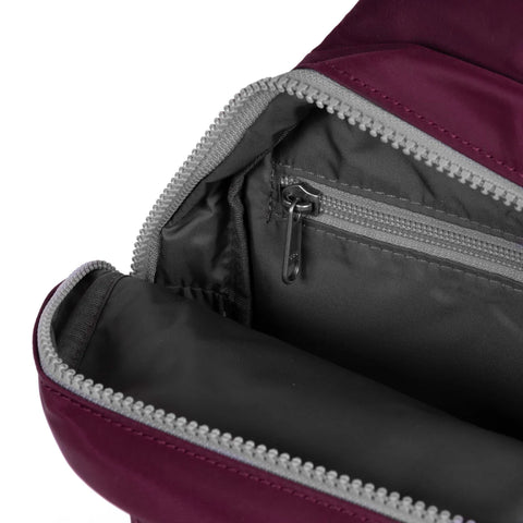 Roka Willesden B Large Plum Recycled Canvas Cross Body Bag