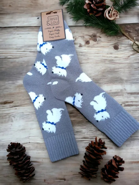 Jess And Lou Pawsitively Pawesome Dog-Themed Cozy Socks - Super Soft Women's Slipper Socks