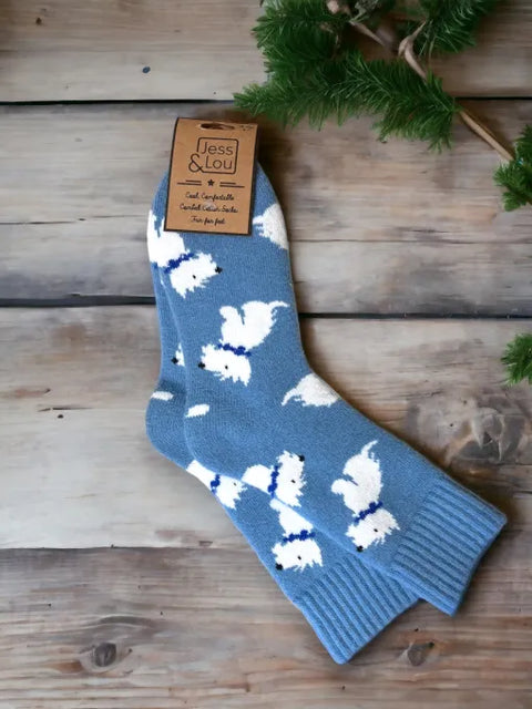 Jess And Lou Pawsitively Pawesome Dog-Themed Cozy Socks - Super Soft Women's Slipper Socks
