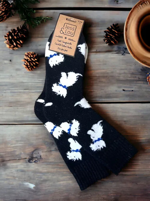 Jess And Lou Pawsitively Pawesome Dog-Themed Cozy Socks - Super Soft Women's Slipper Socks