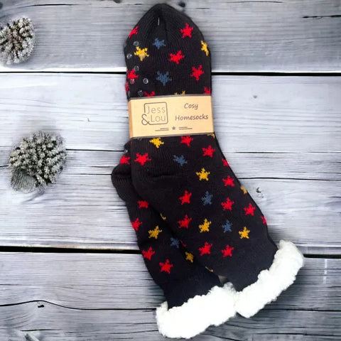 Jess And Lou Cosy Lined Slipper Socks For Ladies - Super Soft, Warm & Comfortable