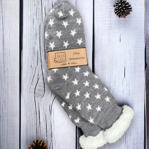 Jess And Lou Cosy Lined Slipper Socks For Ladies - Super Soft, Warm & Comfortable