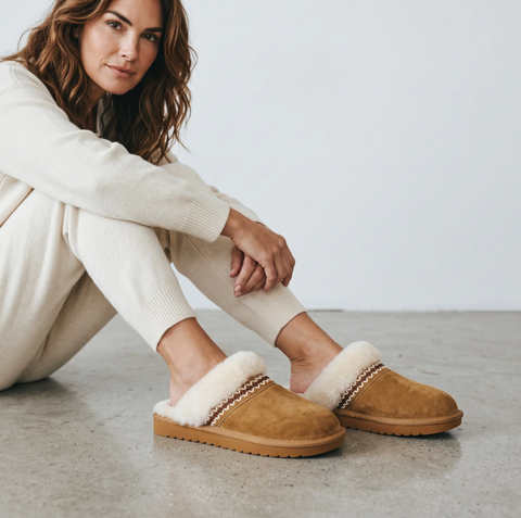 Ella Taylor Chestnut Womens Faux Fur Lined Slippers