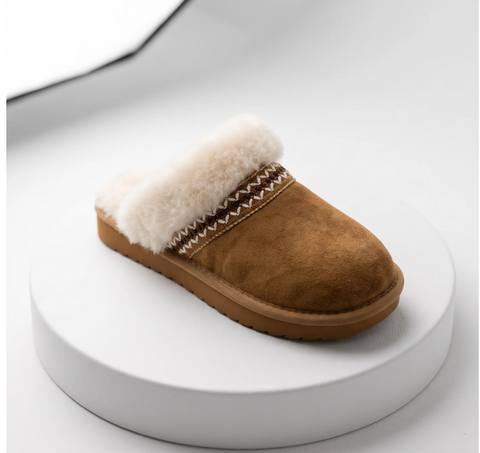 Ella Taylor Chestnut Womens Faux Fur Lined Slippers