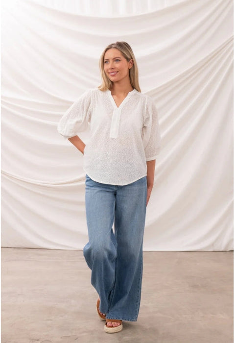 Lighthouse Ladies Floral Broderie Anglaise Blouse
